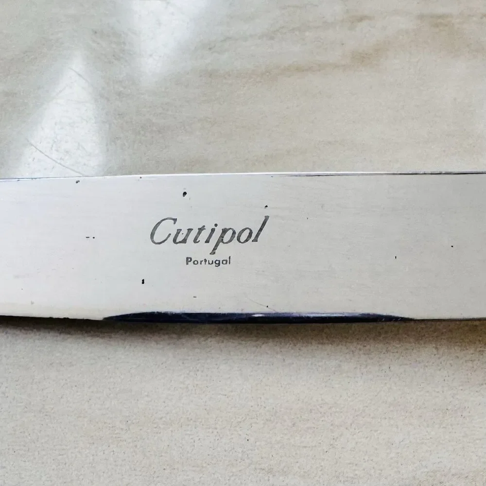 5pc Vintage Cutipol Portugal Dinner Knife 9”Round Hollow Handle Stainless Glossy